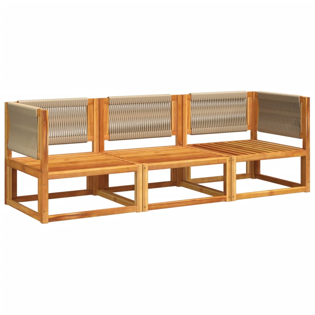 3-piece garden sofa set with cushions solid acacia wood