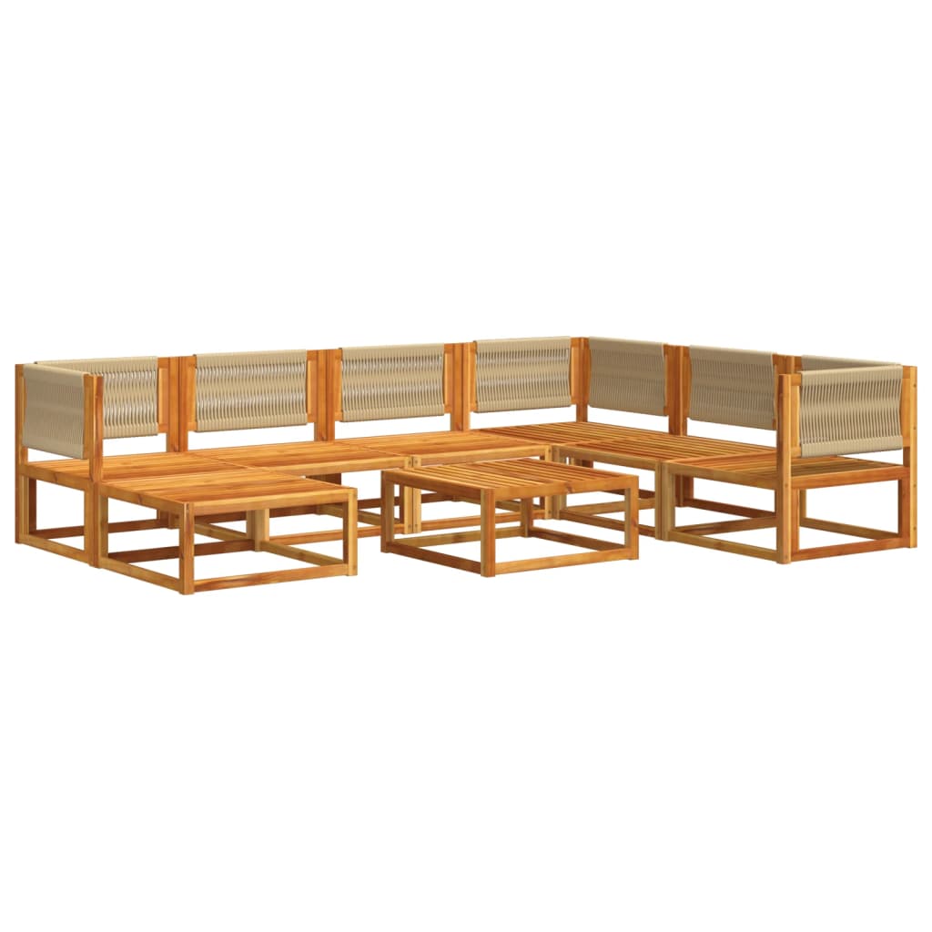 8-piece garden sofa set with cushions made of solid acacia wood