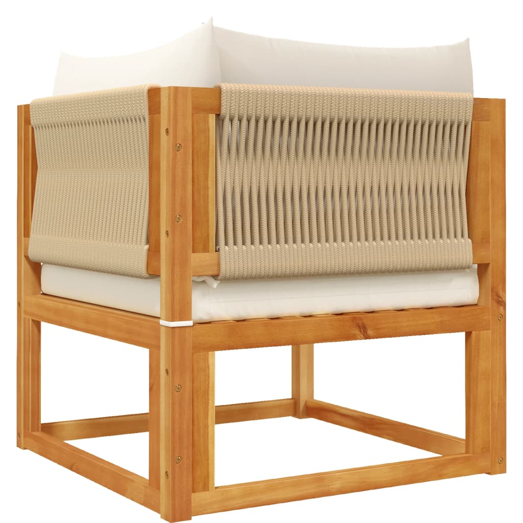 11-piece garden sofa set with cushions made of solid acacia wood
