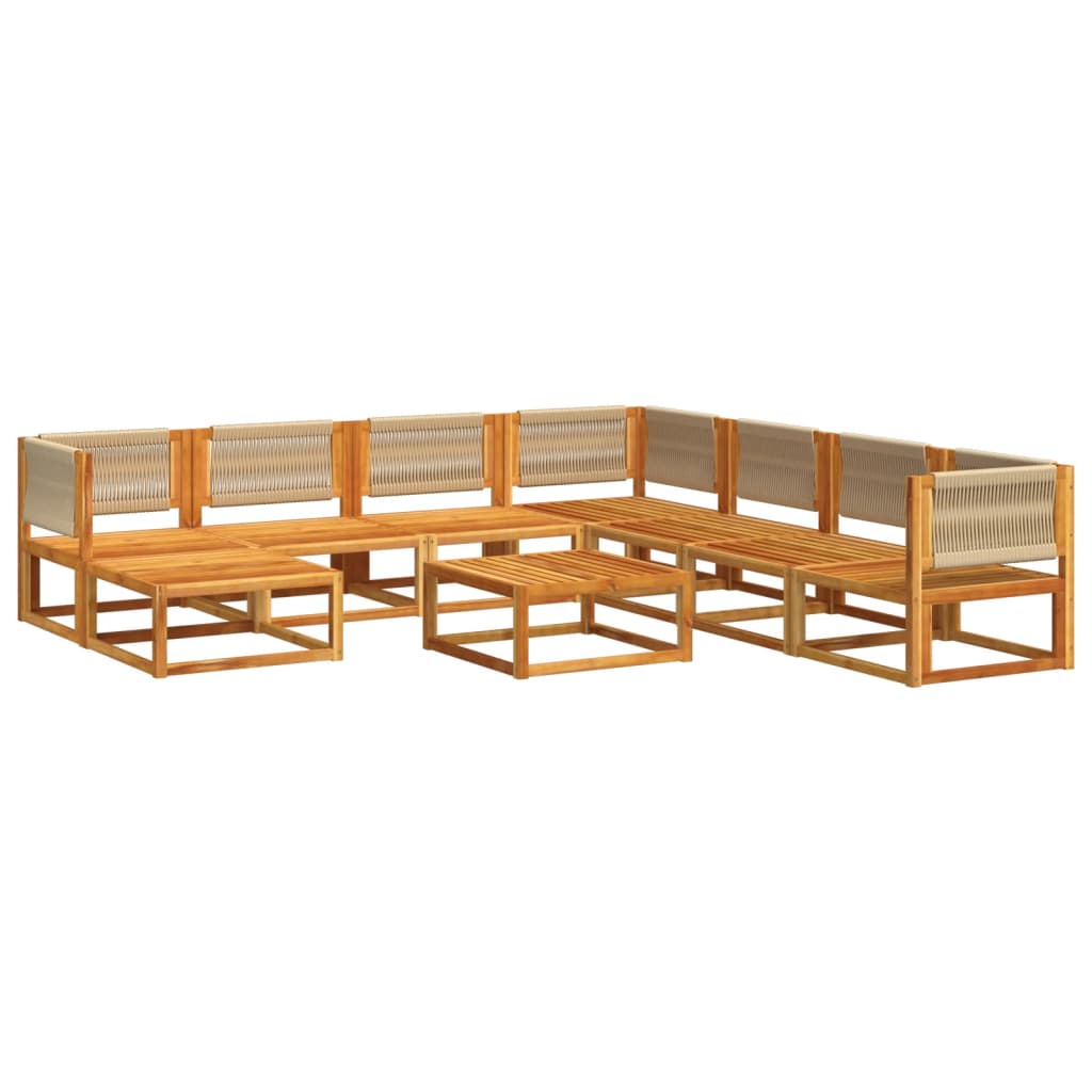 9-piece garden sofa set with cushions made of solid acacia wood