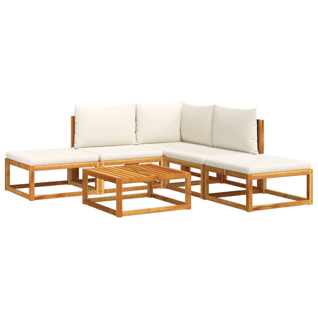 6-piece garden sofa set with cushions made of solid acacia wood