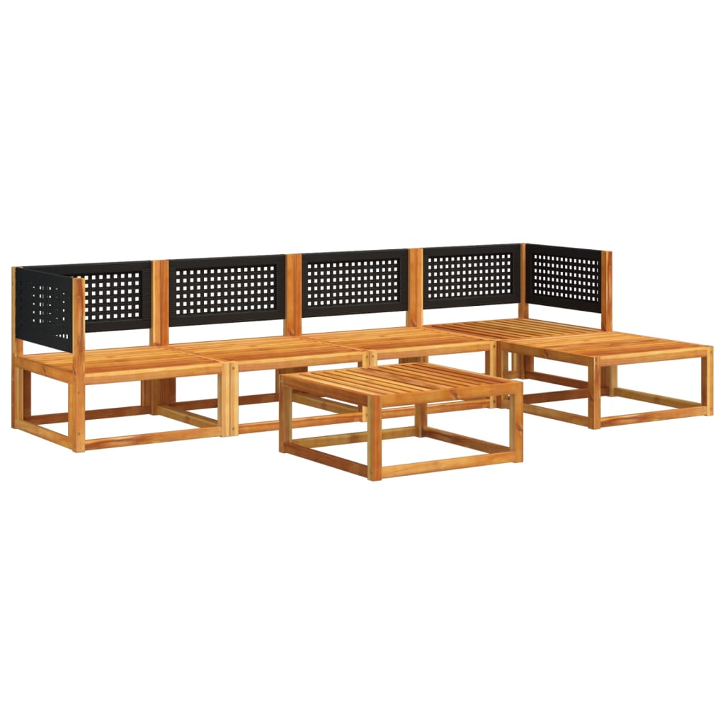 6-piece garden sofa set with cushions made of solid acacia wood