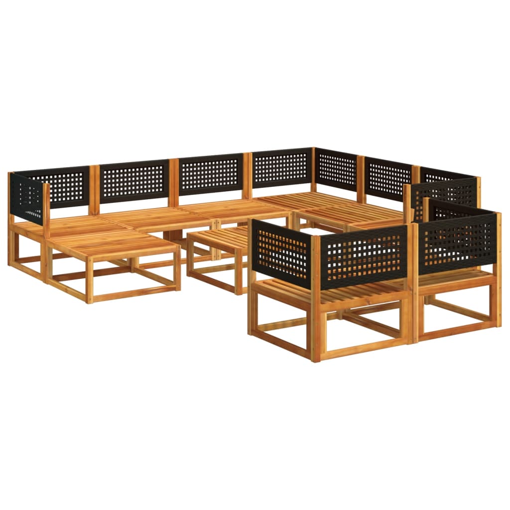 10-piece garden sofa set with cushions made of solid acacia wood