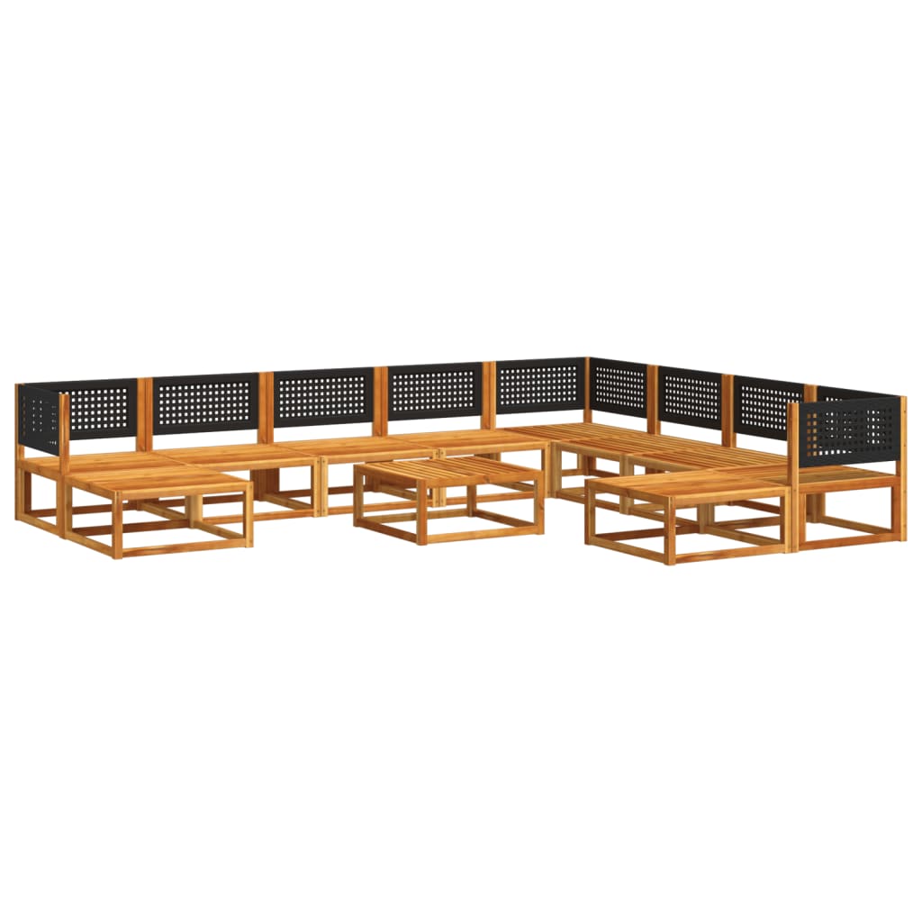 11-piece garden sofa set with cushions made of solid acacia wood