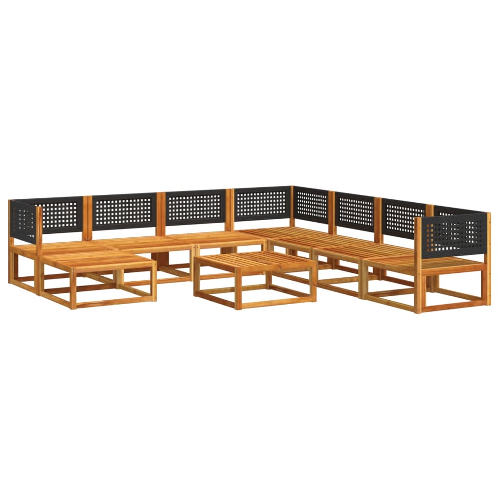 9-piece garden sofa set with cushions made of solid acacia wood