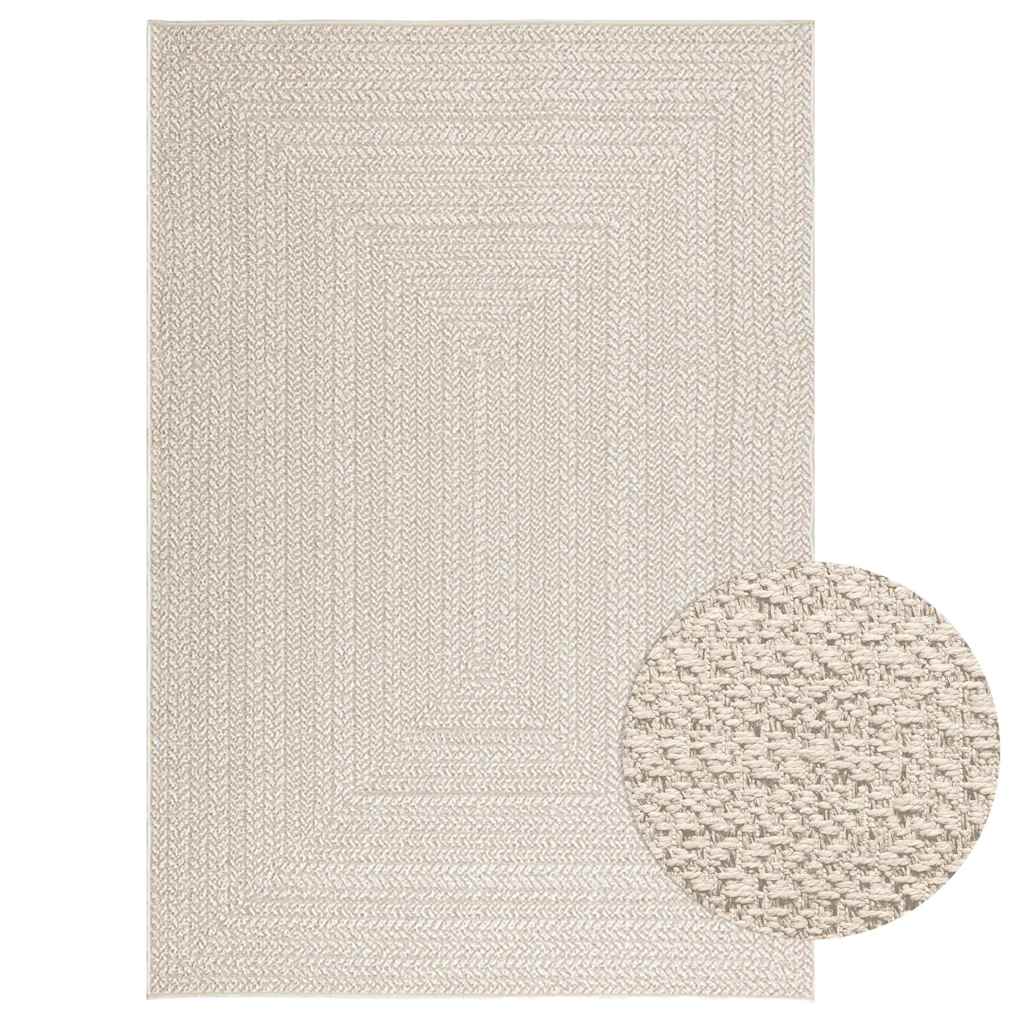 Tapis ZIZUR Crème 140x200 cm Aspect Jute Intérieur et Extérieur