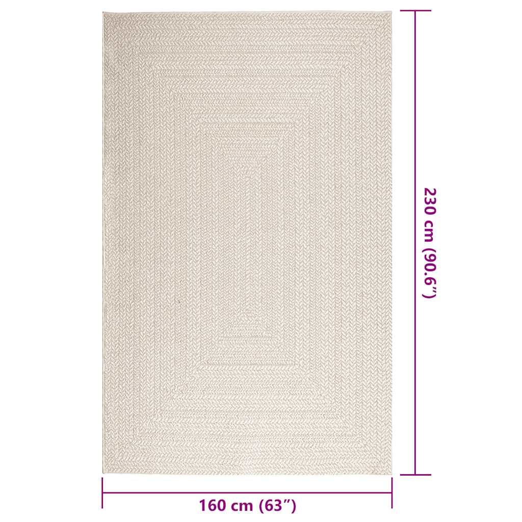 Tapis ZIZUR Crème 160x230 cm Aspect Jute Intérieur et Extérieur