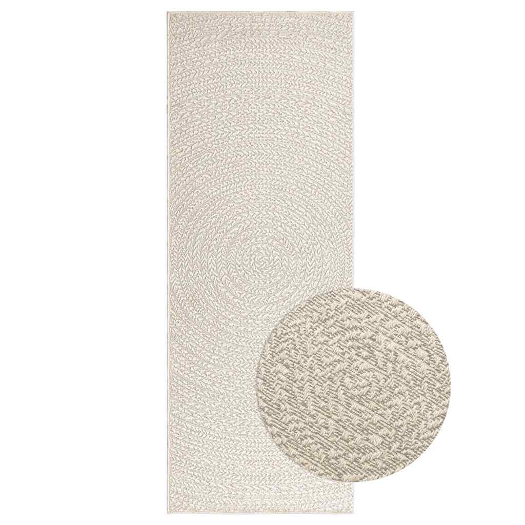 Tapis ZIZUR Crème 80x200 cm Aspect Jute Intérieur et Extérieur