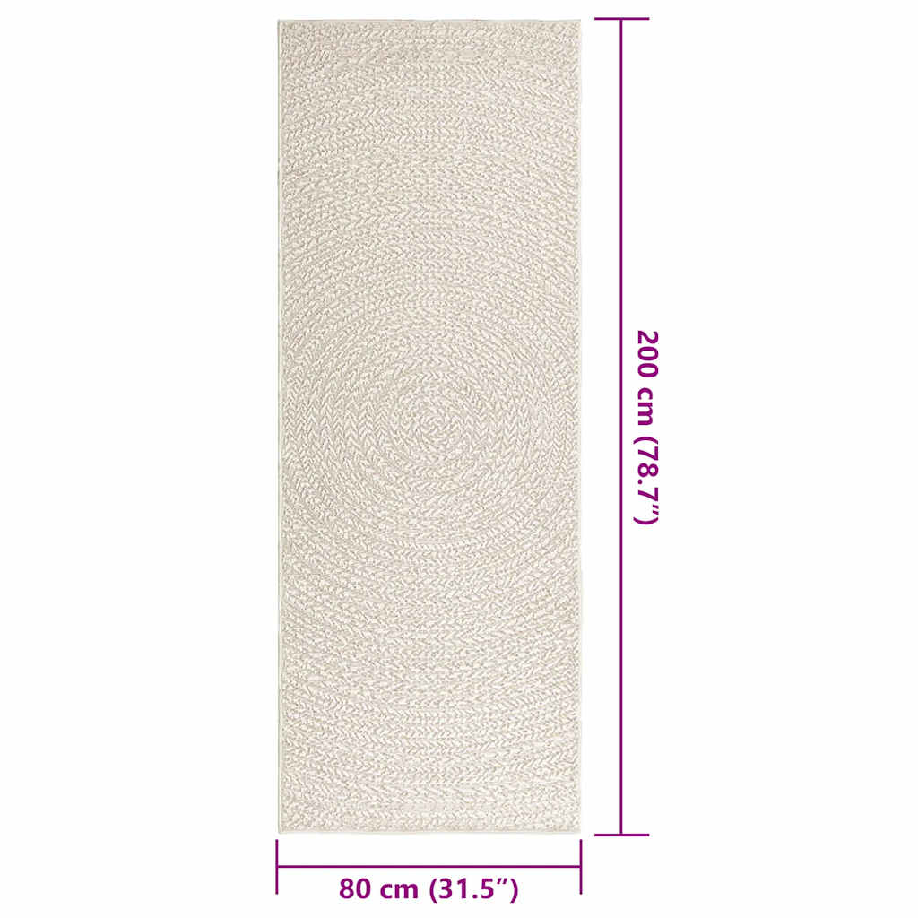 Tapis ZIZUR Crème 80x200 cm Aspect Jute Intérieur et Extérieur