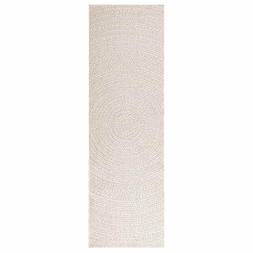 Tapis ZIZUR Crème 80x250 cm Aspect Jute Intérieur et Extérieur