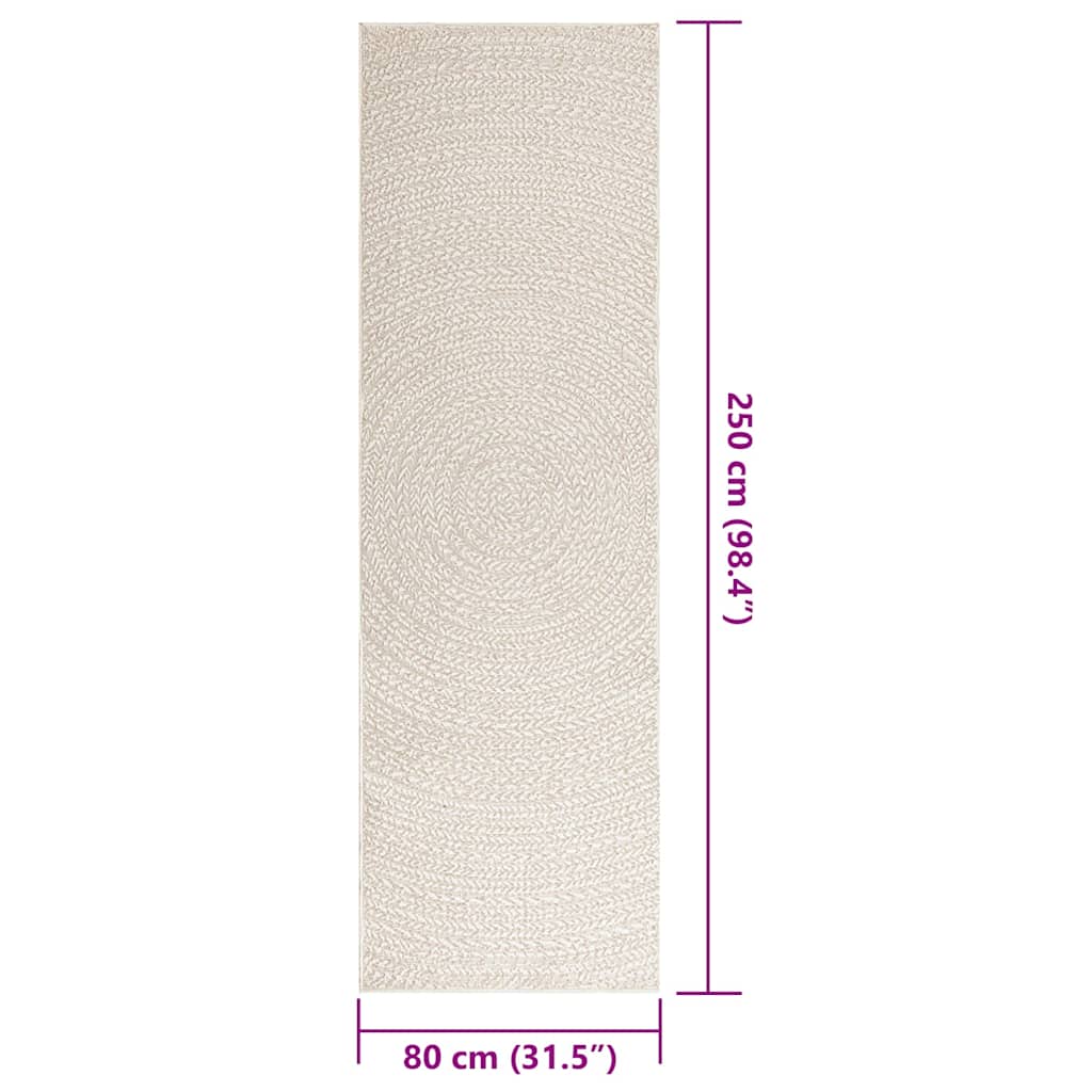 Tapis ZIZUR Crème 80x250 cm Aspect Jute Intérieur et Extérieur