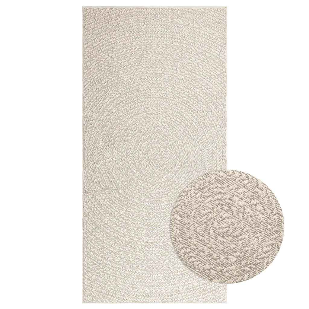 Tapis ZIZUR Crème 100x200 cm Aspect Jute Intérieur et Extérieur
