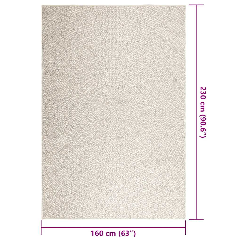 Tapis ZIZUR Crème 160x230 cm Aspect Jute Intérieur et Extérieur