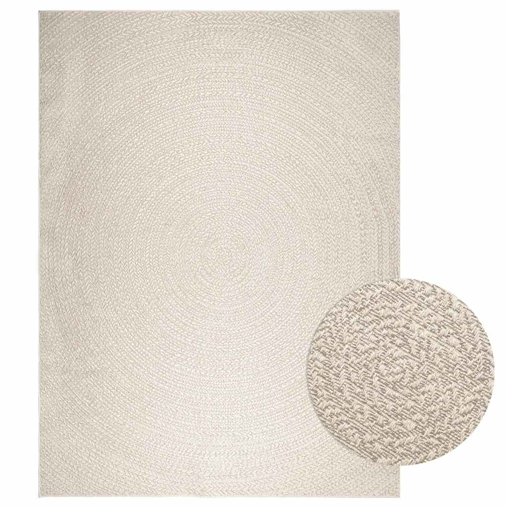 Tapis ZIZUR Crème 240x340 cm Aspect Jute Intérieur et Extérieur
