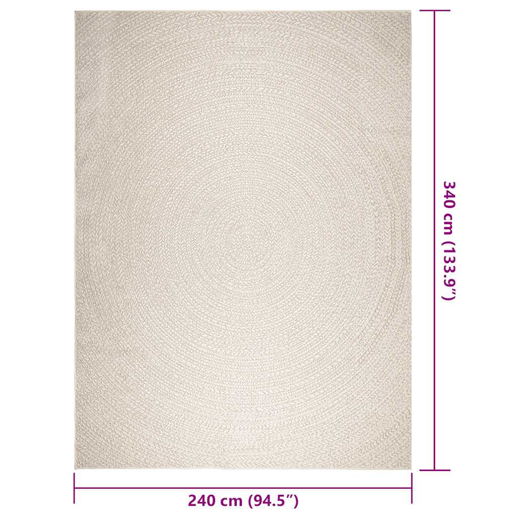 Tapis ZIZUR Crème 240x340 cm Aspect Jute Intérieur et Extérieur
