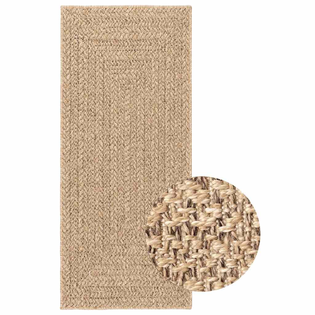 Teppich ZIZUR Beige 80x200 cm Jute-Optik Indoor und Outdoor