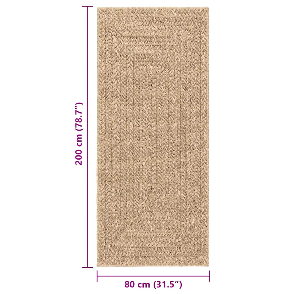 Teppich ZIZUR Beige 80x200 cm Jute-Optik Indoor und Outdoor