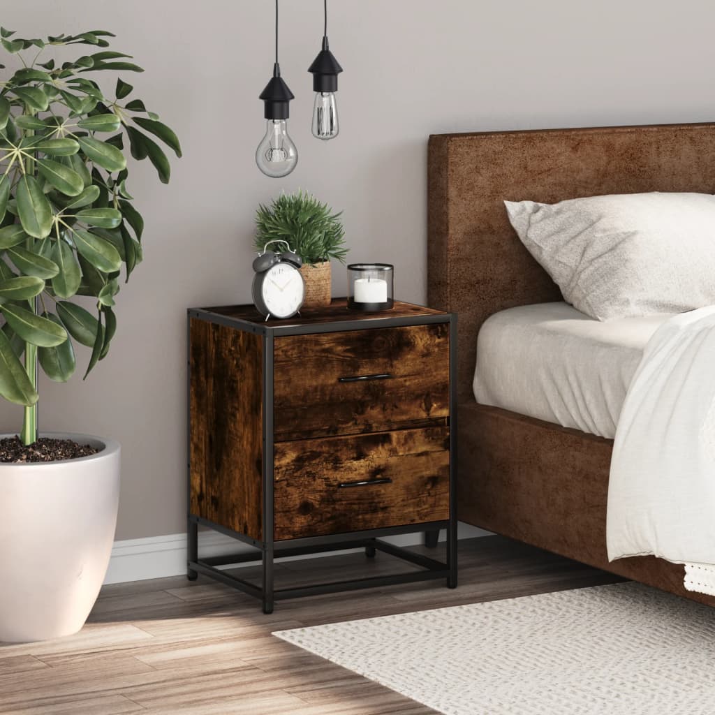 Bedside table smoked oak 40x31x50 cm wood material