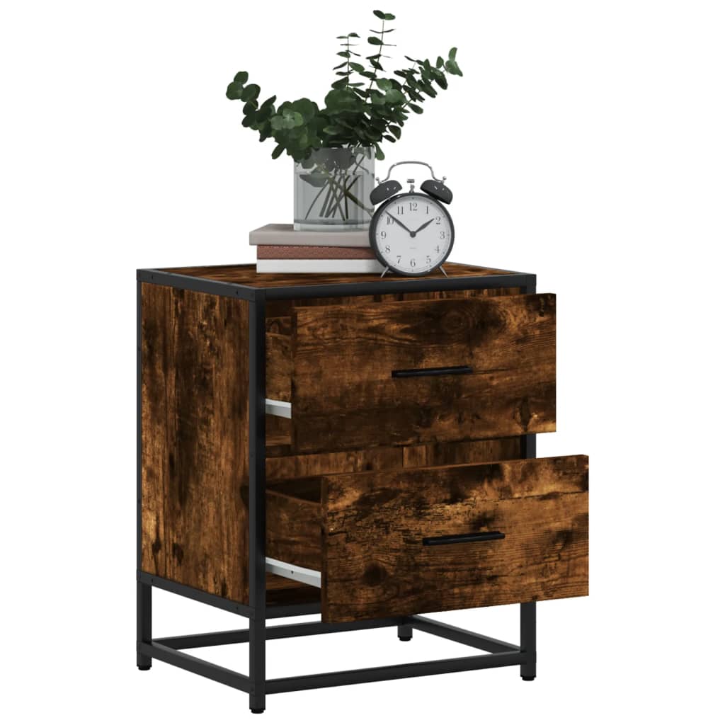 Bedside table smoked oak 40x31x50 cm wood material