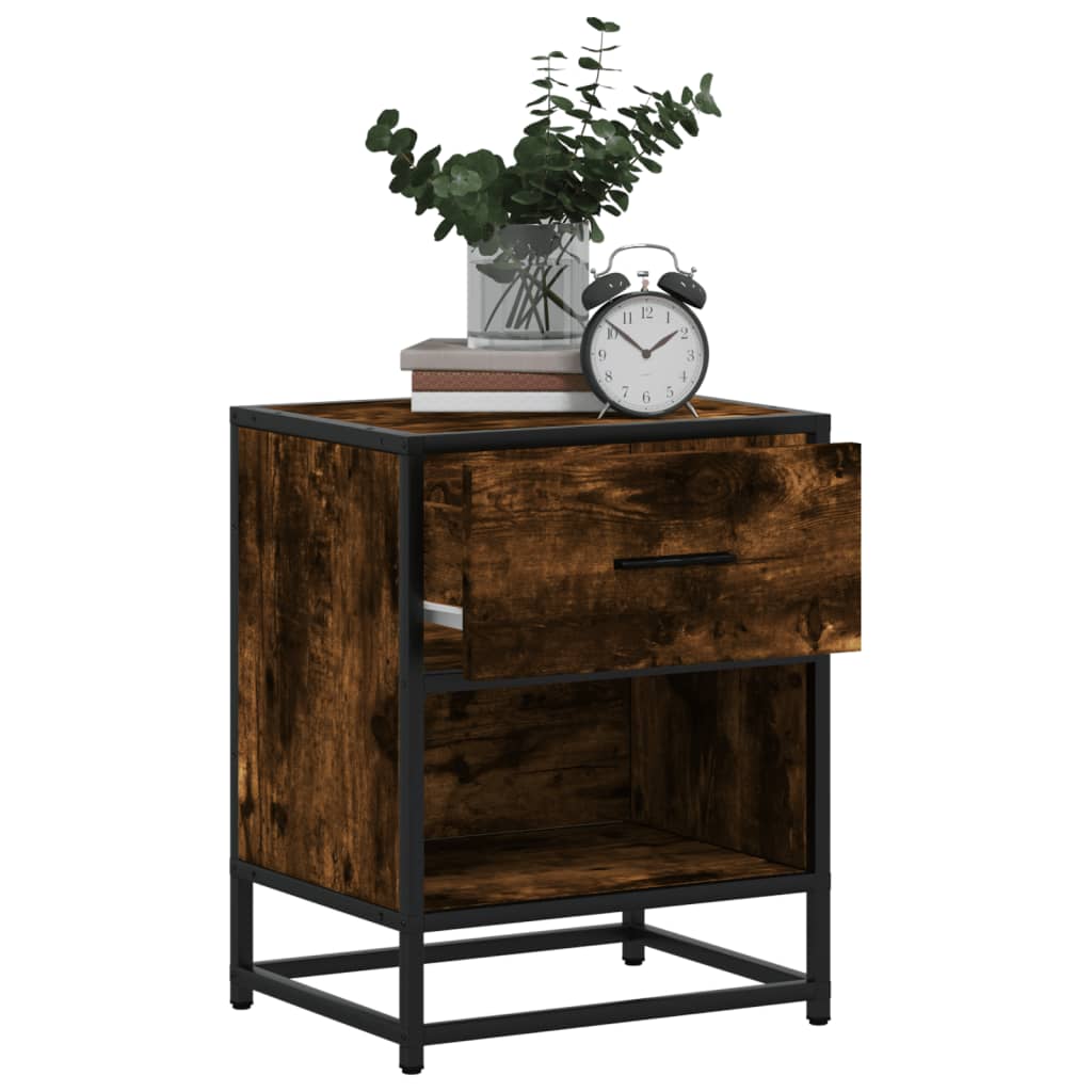 Bedside table smoked oak 40x31x50 cm wood material
