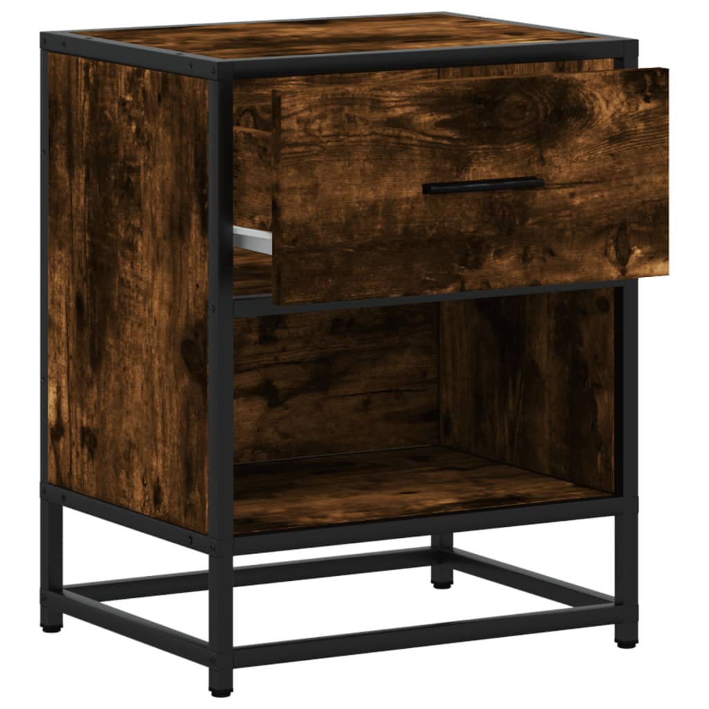 Bedside table smoked oak 40x31x50 cm wood material