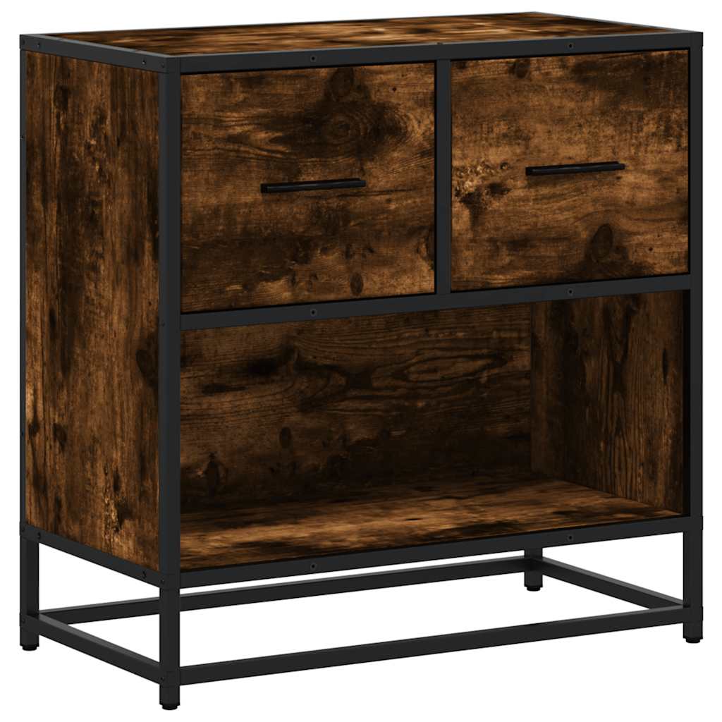 Bedside table smoked oak 60x31x60 cm wood material and metal