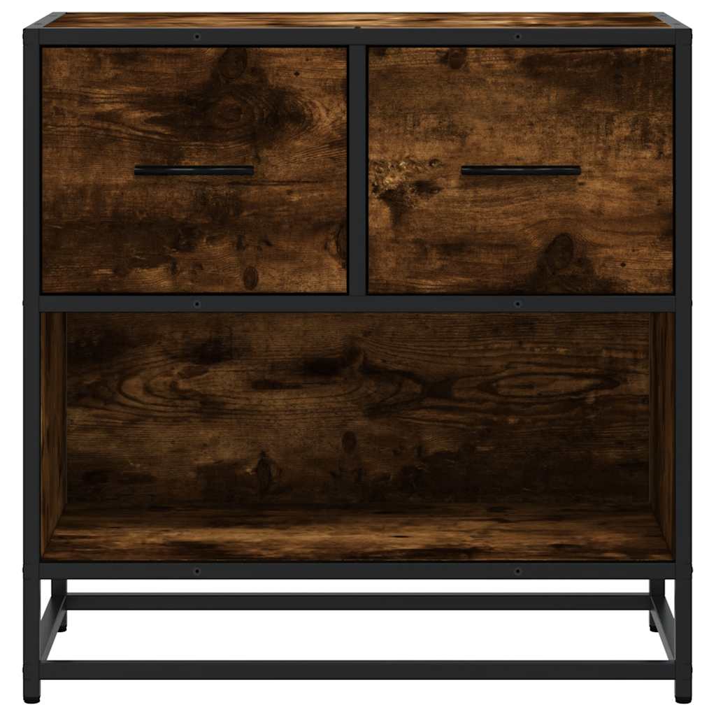 Bedside table smoked oak 60x31x60 cm wood material and metal