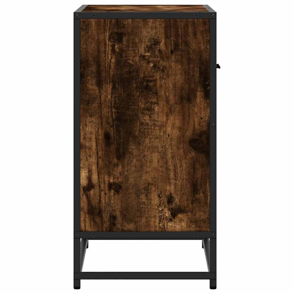 Bedside table smoked oak 60x31x60 cm wood material and metal