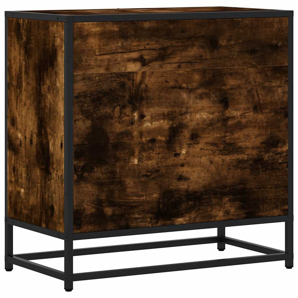 Bedside table smoked oak 60x31x60 cm wood material and metal
