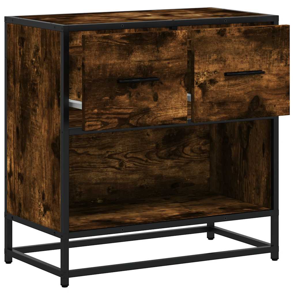 Bedside table smoked oak 60x31x60 cm wood material and metal