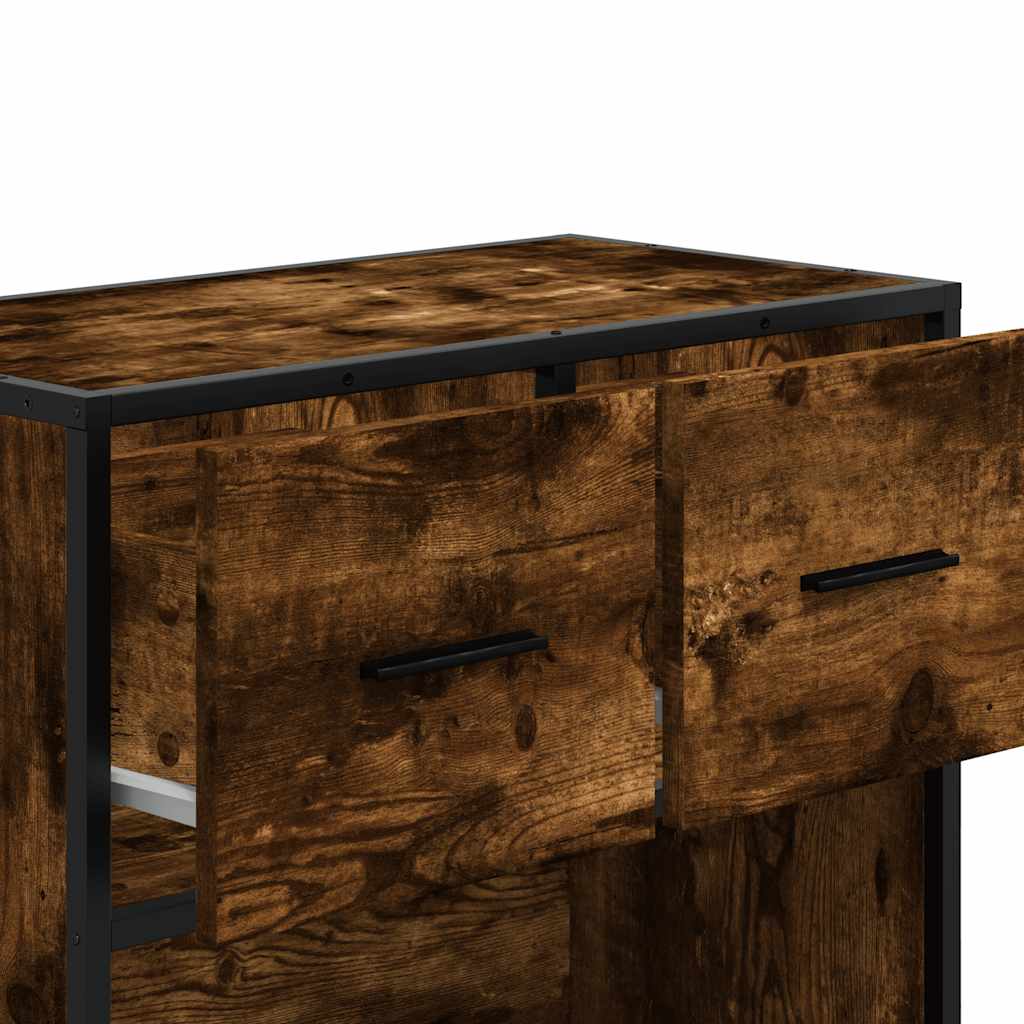 Bedside table smoked oak 60x31x60 cm wood material and metal