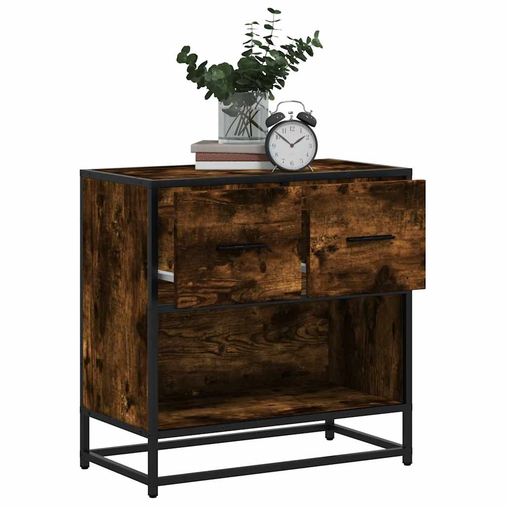 Bedside table smoked oak 60x31x60 cm wood material and metal