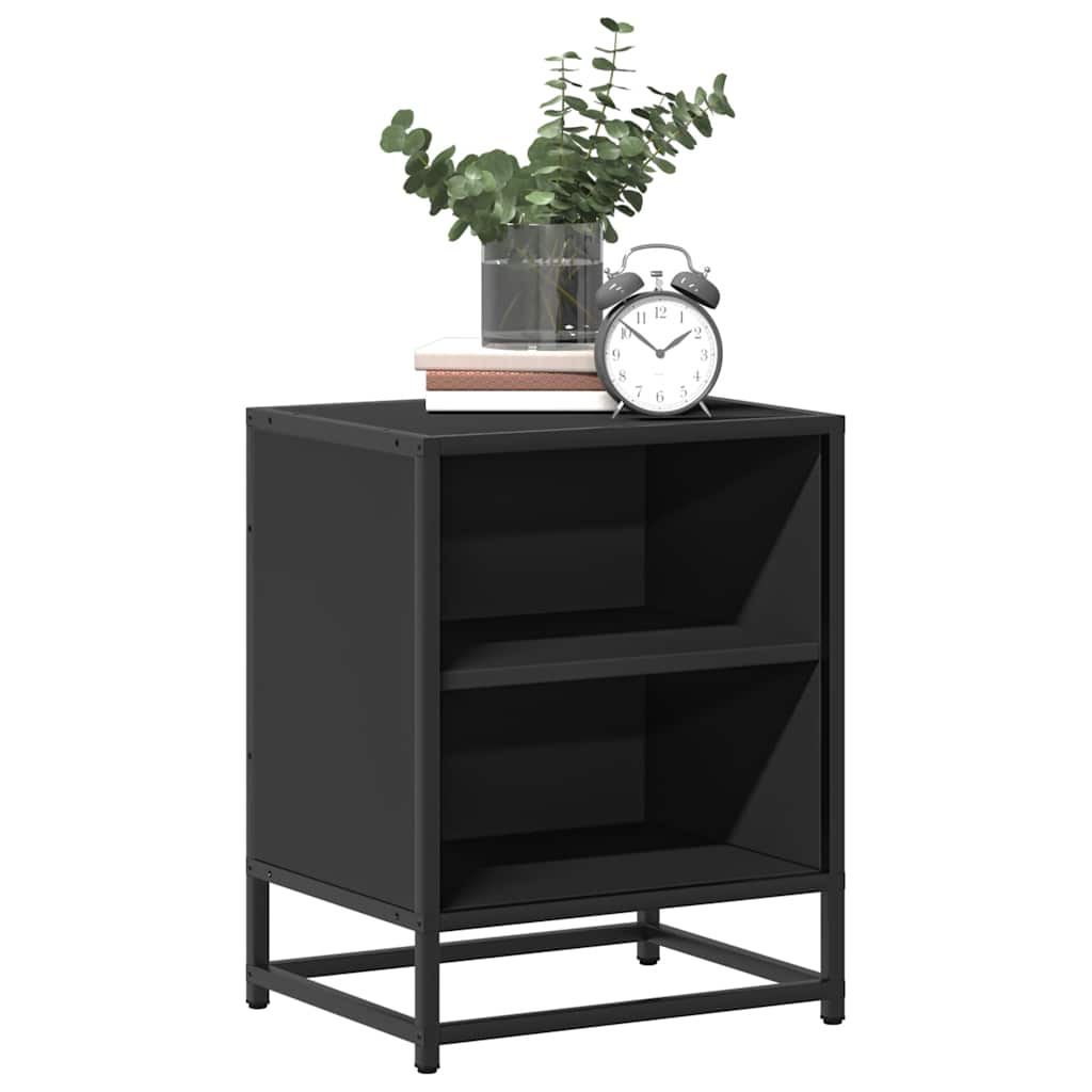 Bedside table black 40x31x50 cm wood material and metal