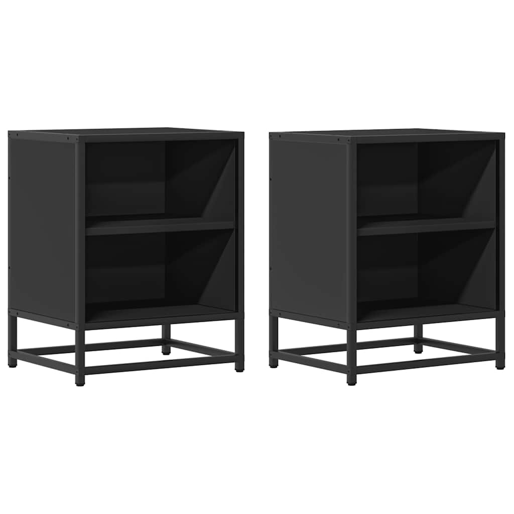 Tables de chevet, lot de 2, noires, 40 x 31 x 50 cm, en bois et métal