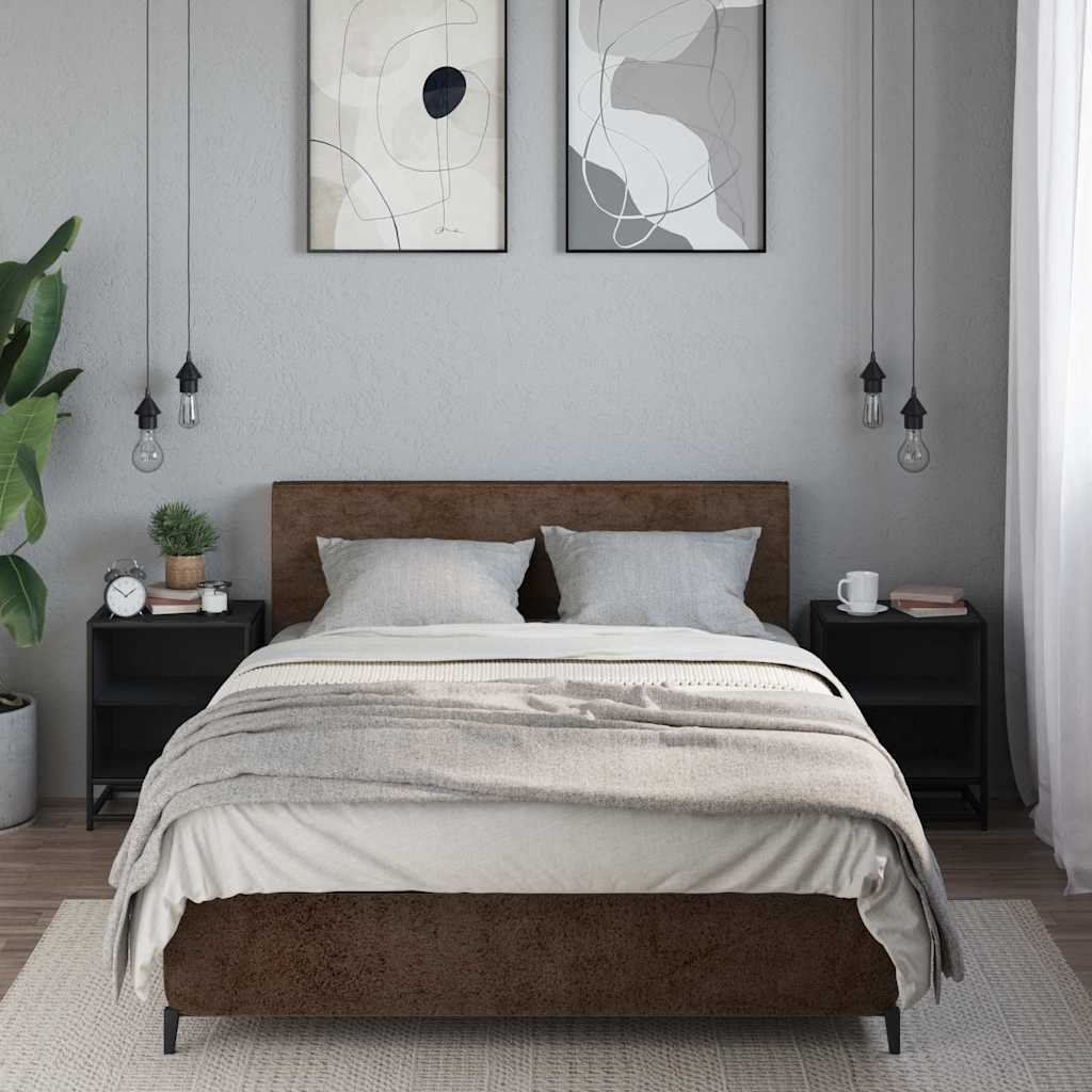 Tables de chevet, lot de 2, noires, 40 x 31 x 50 cm, en bois et métal