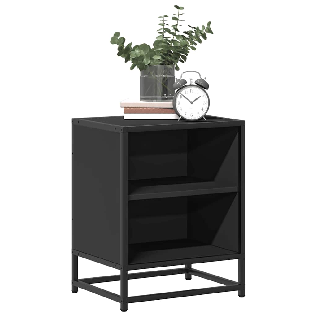 Tables de chevet, lot de 2, noires, 40 x 31 x 50 cm, en bois et métal