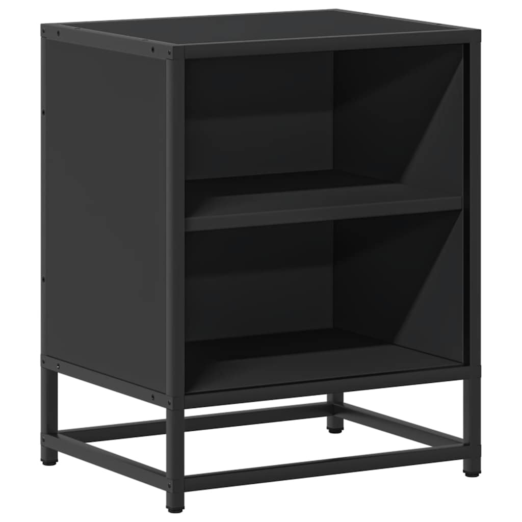Tables de chevet, lot de 2, noires, 40 x 31 x 50 cm, en bois et métal