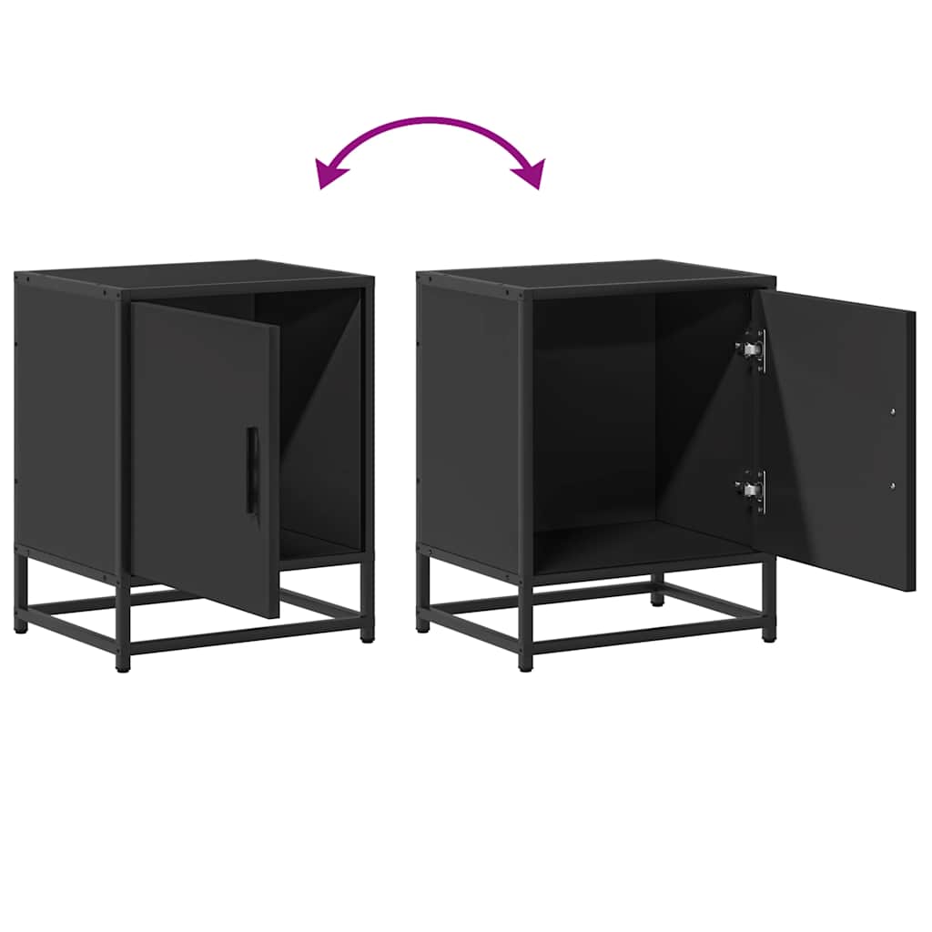 Bedside table black 40x31x50 cm wood material and metal