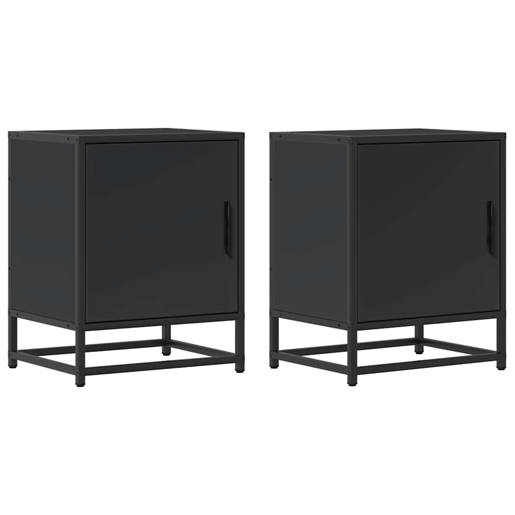 Tables de chevet, lot de 2, noires, 40 x 31 x 50 cm, en bois et métal
