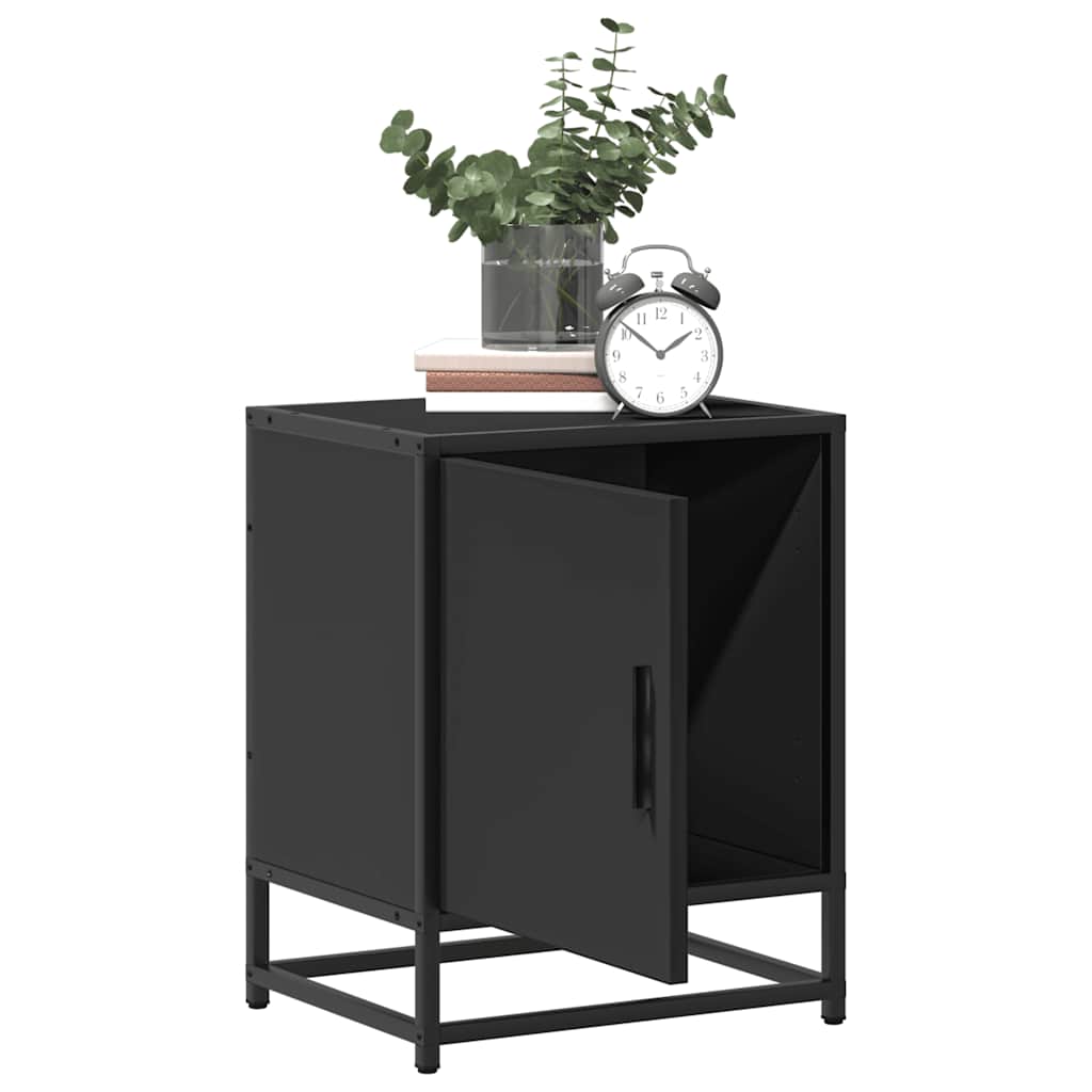 Tables de chevet, lot de 2, noires, 40 x 31 x 50 cm, en bois et métal