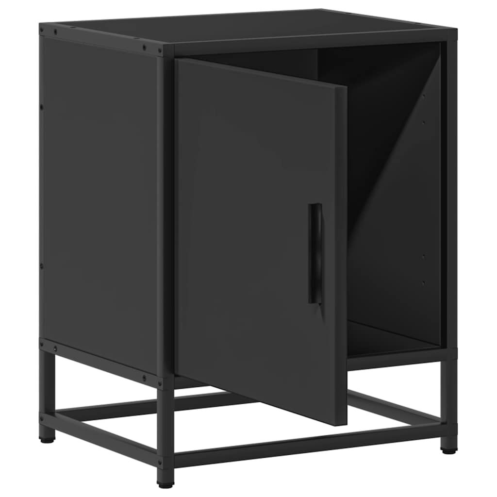 Tables de chevet, lot de 2, noires, 40 x 31 x 50 cm, en bois et métal