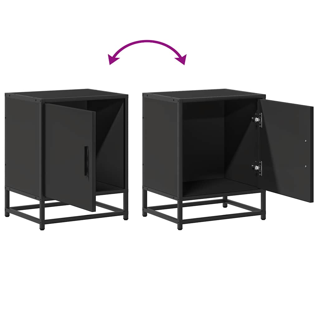 Tables de chevet, lot de 2, noires, 40 x 31 x 50 cm, en bois et métal