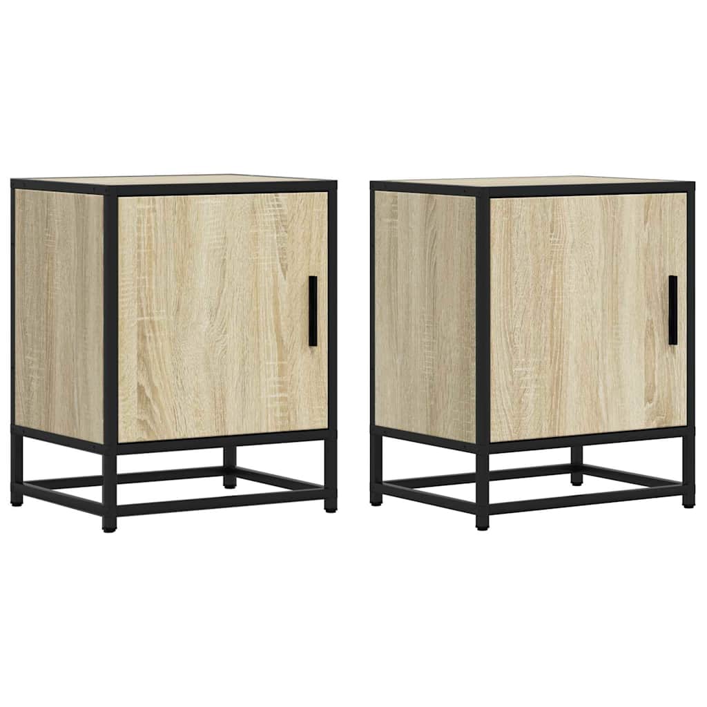 Tables de chevet, lot de 2, chêne Sonoma, 40 x 31 x 50 cm, bois, métal
