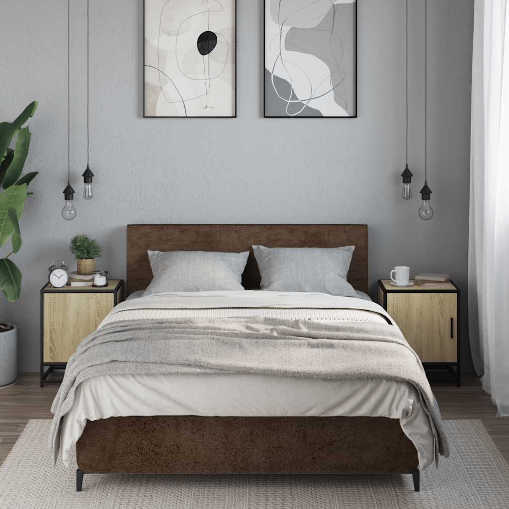 Tables de chevet, lot de 2, chêne Sonoma, 40 x 31 x 50 cm, bois, métal