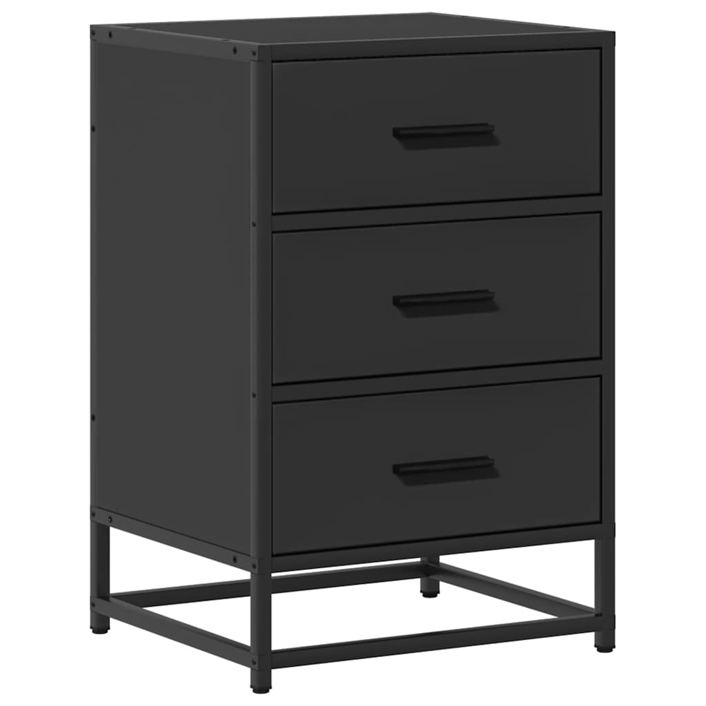 Bedside table black 40x34.5x60 cm wood material and metal