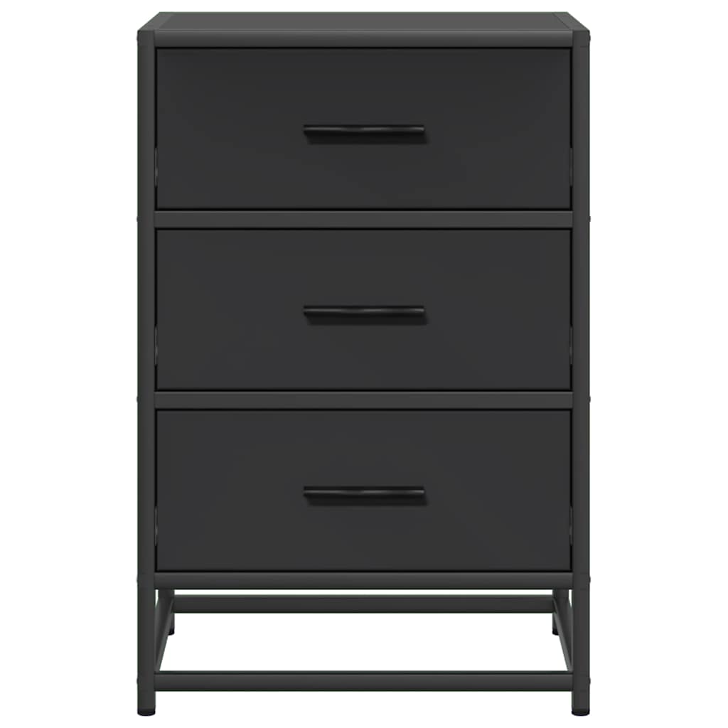 Bedside table black 40x34.5x60 cm wood material and metal