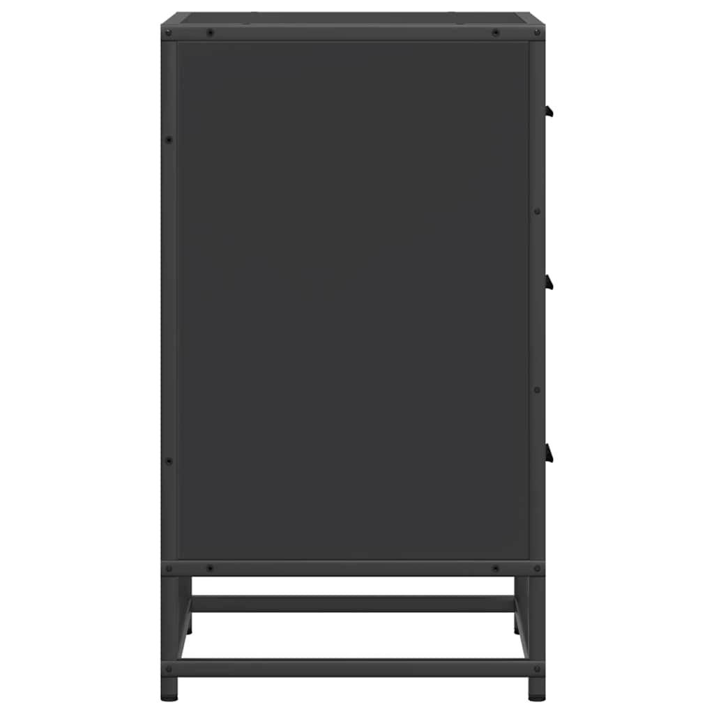 Bedside table black 40x34.5x60 cm wood material and metal