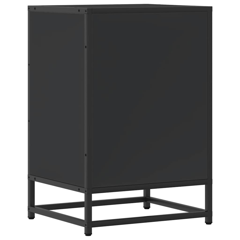 Bedside table black 40x34.5x60 cm wood material and metal