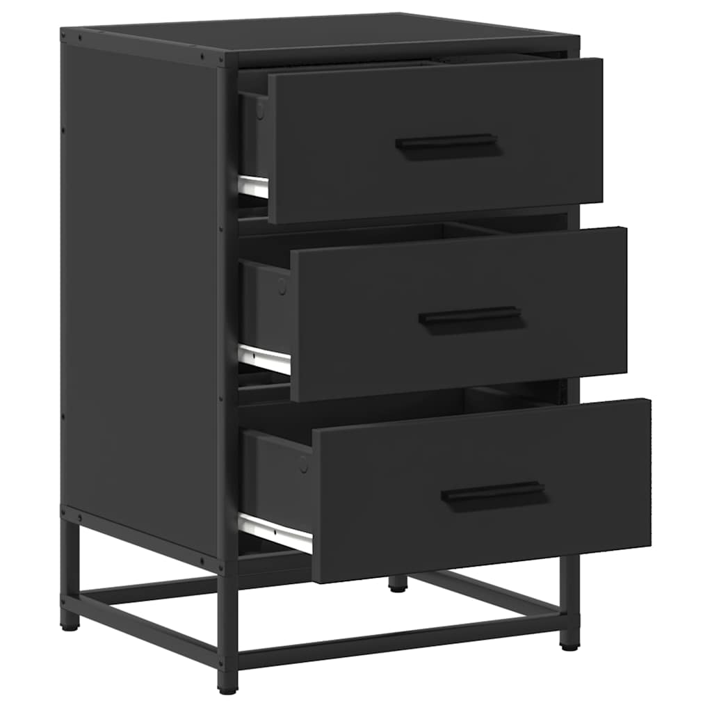 Bedside table black 40x34.5x60 cm wood material and metal
