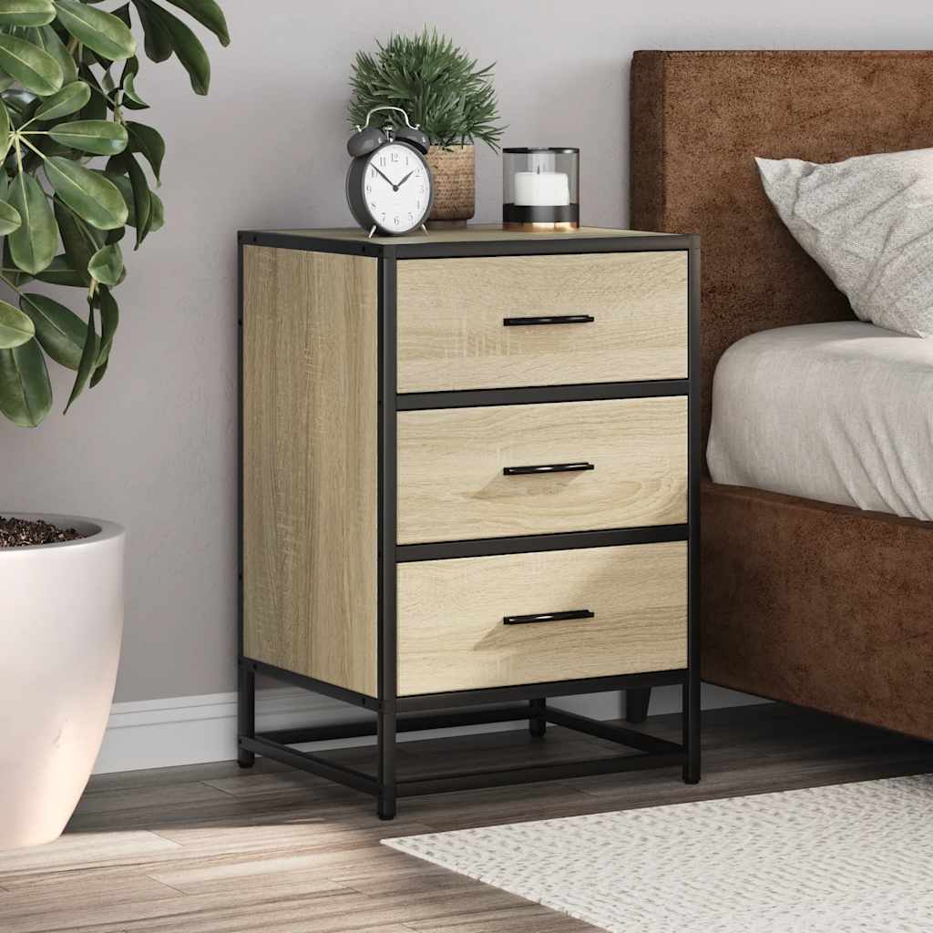 Table de chevet en chêne Sonoma 40x34,5x60 cm, matériau bois et métal